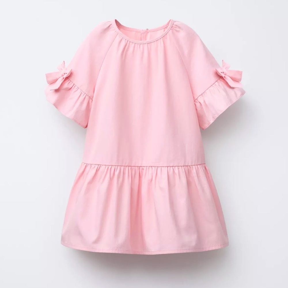 Zara Light Pink Bow Sleeve Dress